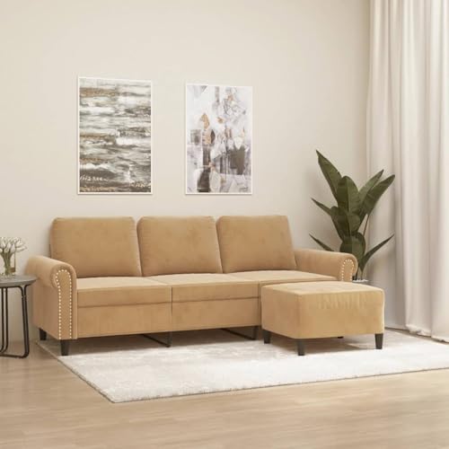MOBCANT 3-Sitzer-Sofa mit Hocker Braun 180 cm Samt Wohnlandschaft Couch Modulares Sofa Schlafcouch für Wohnzimmer Schlafzimmer Empfangsraum Wohnung MOBCANT 3-Sitzer-Sofa mit Hocker Braun 180 cm Samt Wohnlandschaft Couch Modulares Sofa Schlafcouch für Wohnzimmer Schlafzimmer Empfangsraum Wohnung von MOBCANT