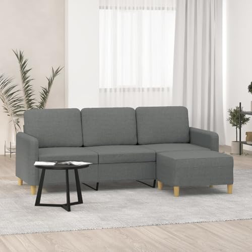 MOBCANT 3-Sitzer-Sofa mit Hocker Dunkelgrau 180 cm Stoff Sofagarnitur Couch Modulares Sofa Schlafcouch für Empfangsraum Wohnzimmer Wohnung Büro MOBCANT 3-Sitzer-Sofa mit Hocker Dunkelgrau 180 cm Stoff Sofagarnitur Couch Modulares Sofa Schlafcouch für Empfangsraum Wohnzimmer Wohnung Büro von MOBCANT