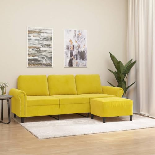 MOBCANT 3-Sitzer-Sofa mit Hocker Gelb 180 cm Samt Wohnlandschaft Couch Modulares Sofa Schlafcouch für Wohnzimmer Schlafzimmer Empfangsraum Wohnung MOBCANT 3-Sitzer-Sofa mit Hocker Gelb 180 cm Samt Wohnlandschaft Couch Modulares Sofa Schlafcouch für Wohnzimmer Schlafzimmer Empfangsraum Wohnung von MOBCANT