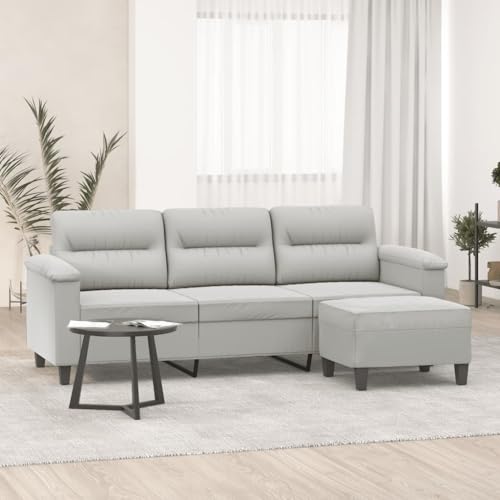 MOBCANT 3-Sitzer-Sofa mit Hocker Hellgrau 180 cm Mikrofasergewebe Sofabezug Couchgarnitur Modulares Sofa Schlafsofa für Schlafzimmer Empfangsraum Wohnzimmer Wohnung MOBCANT 3-Sitzer-Sofa mit Hocker Hellgrau 180 cm Mikrofasergewebe Sofabezug Couchgarnitur Modulares Sofa Schlafsofa für Schlafzimmer Empfangsraum Wohnzimmer Wohnung von MOBCANT