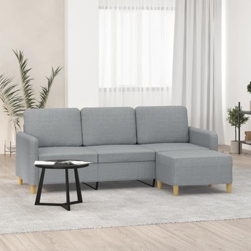 MOBCANT 3-Sitzer-Sofa mit Hocker Hellgrau 180 cm Stoff Sofagarnitur Couch Modulares Sofa Schlafcouch für Empfangsraum Wohnzimmer Wohnung Büro MOBCANT 3-Sitzer-Sofa mit Hocker Hellgrau 180 cm Stoff Sofagarnitur Couch Modulares Sofa Schlafcouch für Empfangsraum Wohnzimmer Wohnung Büro von MOBCANT
