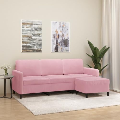 MOBCANT 3-Sitzer-Sofa mit Hocker Rosa 180 cm Samt Wohnlandschaft Couch Couchgarnitur Schlafcouch für Schlafzimmer Empfangsraum Wohnzimmer Büro MOBCANT 3-Sitzer-Sofa mit Hocker Rosa 180 cm Samt Wohnlandschaft Couch Couchgarnitur Schlafcouch für Schlafzimmer Empfangsraum Wohnzimmer Büro von MOBCANT