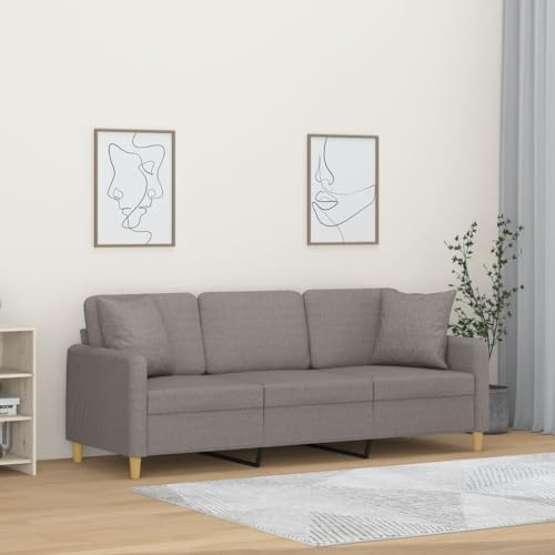 MOBCANT 3-Sitzer-Sofa mit Zierkissen Taupe 180 cm Stoff Sofagarnitur Couchgarnitur Modulares Sofa Schlafsofa für Wohnung Wohnzimmer Schlafzimmer Hotel von MOBCANT