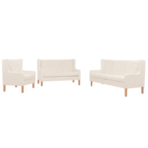 MOBCANT 3-TLG. Sofa-Set Stoff Cremeweiß Sofabezug Couchgarnitur Modulares Sofa Schlafcouch für Büro Wohnung Empfangsraum Wohnzimmer von MOBCANT