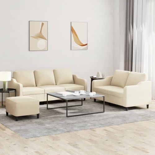 MOBCANT 3-TLG. Sofagarnitur mit Kissen Creme Stoff Sofagarnitur Couch Modulares Sofa Polstergarnitur für Empfangsraum Wohnung Wohnzimmer Hotel von MOBCANT