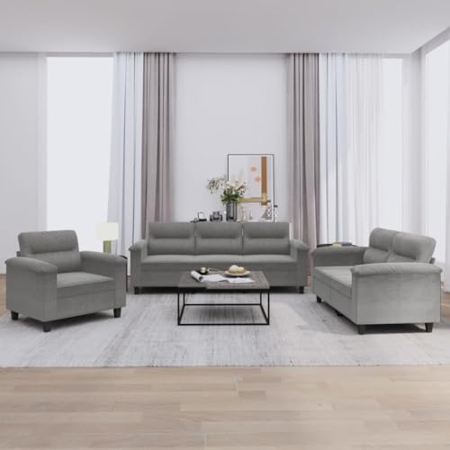 MOBCANT 3-TLG. Sofagarnitur mit Kissen Dunkelgrau Mikrofasergewebe Wohnlandschaft Couch Modulares Sofa Polstergarnitur für Wohnung Schlafzimmer Hotel Wohnzimmer von MOBCANT