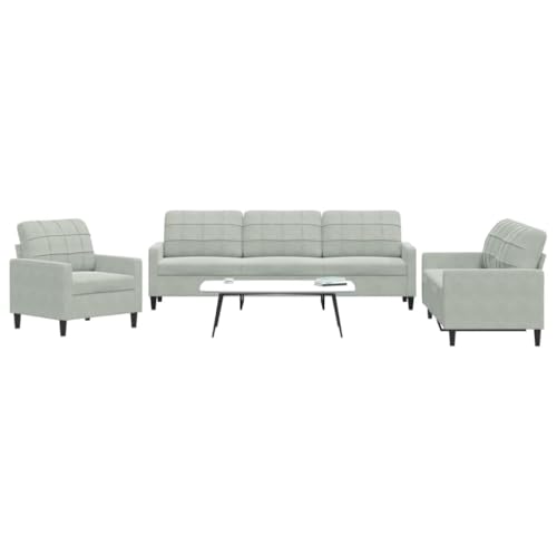 MOBCANT 3-TLG. Sofagarnitur mit Kissen Hellgrau Samt Wohnlandschaft Couch Polstergarnitur Schlafcouch für Hotel Wohnzimmer Schlafzimmer Wohnung MOBCANT 3-TLG. Sofagarnitur mit Kissen Hellgrau Samt Wohnlandschaft Couch Polstergarnitur Schlafcouch für Hotel Wohnzimmer Schlafzimmer Wohnung von MOBCANT
