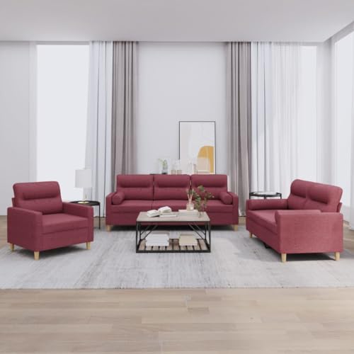 MOBCANT 3-TLG. Sofagarnitur mit Kissen Weinrot Stoff Wohnlandschaft Couch Modulares Sofa Schlafsofa für Wohnung Hotel Büro Empfangsraum MOBCANT 3-TLG. Sofagarnitur mit Kissen Weinrot Stoff Wohnlandschaft Couch Modulares Sofa Schlafsofa für Wohnung Hotel Büro Empfangsraum von MOBCANT