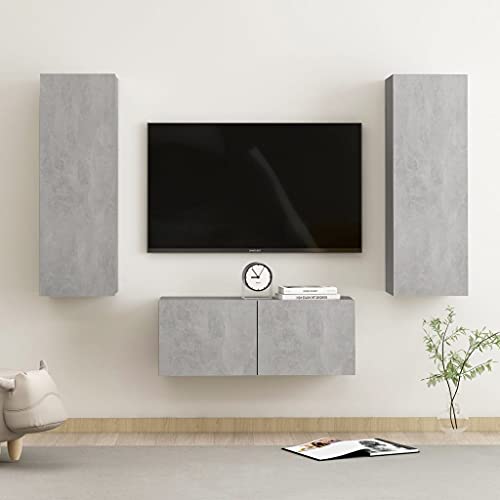 MOBCANT 3-TLG. TV-Schrank-Set, TV möbel Fernsehschrank Wandschrank Fernsehständer Geeignet für Wohnbereich Hotel Schlafzimmer Büro Betongrau Holzwerkstoff MOBCANT 3-TLG. TV-Schrank-Set, TV möbel Fernsehschrank Wandschrank Fernsehständer Geeignet für Wohnbereich Hotel Schlafzimmer Büro Betongrau Holzwerkstoff von MOBCANT