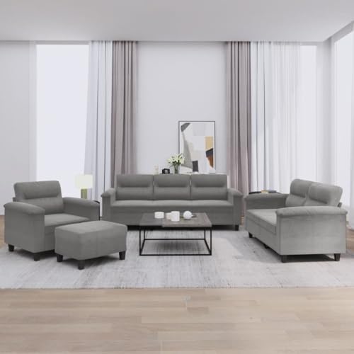 MOBCANT 4-TLG. Sofagarnitur mit Kissen Dunkelgrau Mikrofasergewebe Wohnlandschaft Couch Modulares Sofa Polstergarnitur für Wohnung Schlafzimmer Hotel Wohnzimmer von MOBCANT