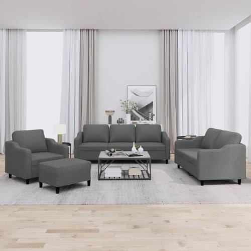 MOBCANT 4-TLG. Sofagarnitur mit Kissen Dunkelgrau Stoff Schlafsofa Couch Modulares Sofa Schlafcouch für Schlafzimmer Wohnzimmer Büro Hotel von MOBCANT