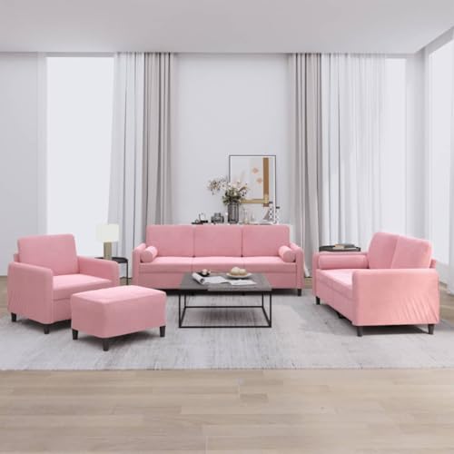 MOBCANT 4-TLG. Sofagarnitur mit Kissen Rosa Samt Sofabezug Couch Couchgarnitur Schlafsofa für Schlafzimmer Hotel Wohnzimmer Empfangsraum MOBCANT 4-TLG. Sofagarnitur mit Kissen Rosa Samt Sofabezug Couch Couchgarnitur Schlafsofa für Schlafzimmer Hotel Wohnzimmer Empfangsraum von MOBCANT