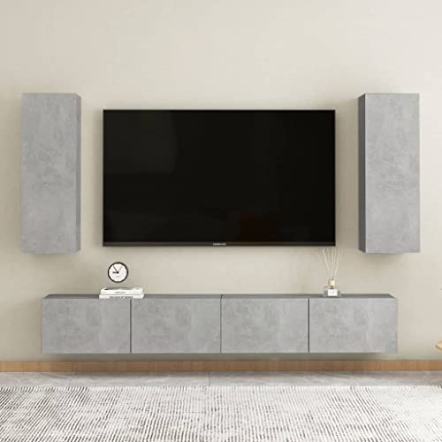 MOBCANT 4-TLG. TV-Schrank-Set, Wandschrank Schränke Fernsehschrank Fernseher Schrank Geeignet für Wohnung Wohnbereich Hotel Büro Betongrau Holzwerkstoff MOBCANT 4-TLG. TV-Schrank-Set, Wandschrank Schränke Fernsehschrank Fernseher Schrank Geeignet für Wohnung Wohnbereich Hotel Büro Betongrau Holzwerkstoff von MOBCANT