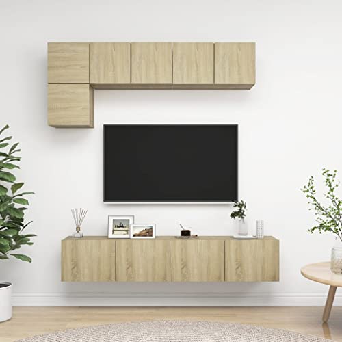 MOBCANT 5-TLG. TV-Schrank-Set, Hängeschrank Fernsehschrank Wohnwand Lowboard hängend Geeignet für Hotel Schlafzimmer Büro Wohnbereich Sonoma-Eiche Holzwerkstoff MOBCANT 5-TLG. TV-Schrank-Set, Hängeschrank Fernsehschrank Wohnwand Lowboard hängend Geeignet für Hotel Schlafzimmer Büro Wohnbereich Sonoma-Eiche Holzwerkstoff von MOBCANT