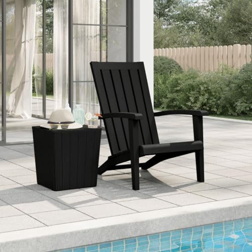 MOBCANT Adirondack-Gartenstuhl, Loungestuhl Balkonmöbel Barstühle Strandstühle Geeignet für Garten Rasen Balkon Patio Schwarz Polypropylen von MOBCANT