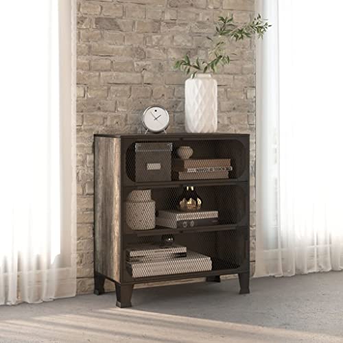 MOBCANT Aufbewahrungsschrank Grau 72x36x82 cm Metall und MDF, Buffetschrank Vitrinenschrank Mehrzweckschrank Beistellschrank Geeignet für Flur Wohnheim Werkstatt Wohnzimmer von MOBCANT