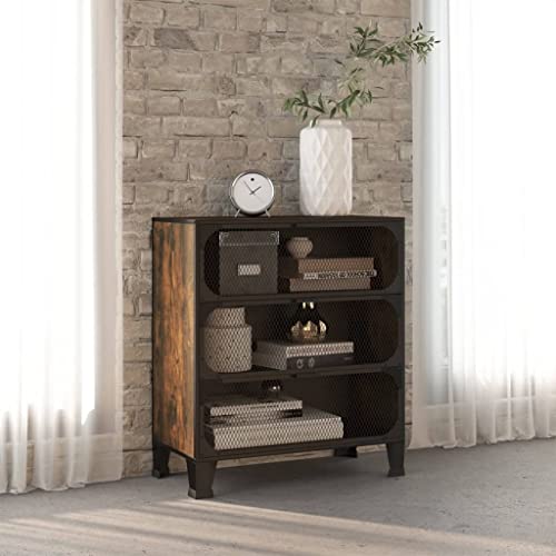 MOBCANT Aufbewahrungsschrank Rustikal Braun 72x36x82 cm Metall und MDF, Buffetschrank Beistellschrank Vorratsschrank Büroschrank Geeignet für Hotel Schule Wohnheim Lagerraum von MOBCANT