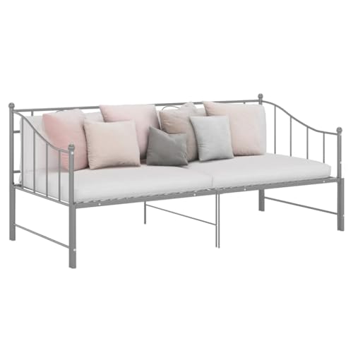 MOBCANT Ausziehsofa Bettgestell, Bettsystem Hausbett Doppelbett Polsterbett Geeignet für Gästezimmer Schulen Schlafzimmer Wohnungen Grau Metall 90x200 cm von MOBCANT