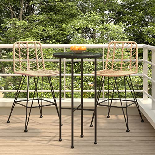 MOBCANT Barhocker 2 STK, Balkonstühle Essstühle Gartenmöbel Barstühle Geeignet für Garten Rasen Patio Balkon 45x56x103.5 cm PE-Rattan und Stahl von MOBCANT