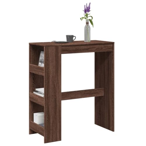 MOBCANT Bartisch mit Regal Braun Eiche 90x40x103,5 cm Holzwerkstoff, Esstisch Essen Tisch Tisch Table Verwendbar für Wohnung Wohnzimmer Speisesaal Restaurant von MOBCANT