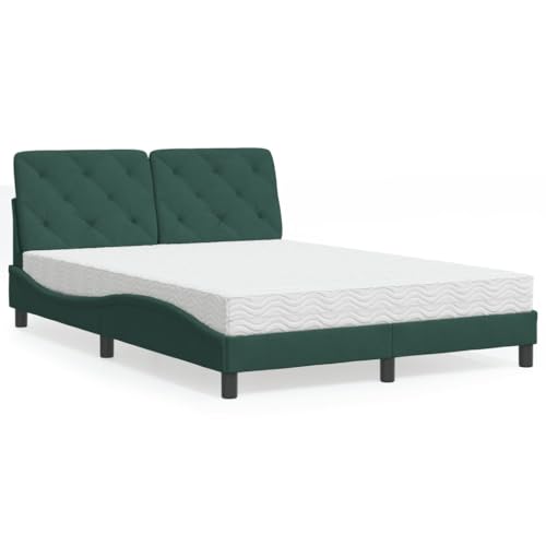 MOBCANT Bett mit Matratze, Bettstütze Bettsystem Hausbett Futonbett Geeignet für Hotel Schulen Gästezimmer Schlafzimmer Dunkelgrün 120x200 cm Samt von MOBCANT