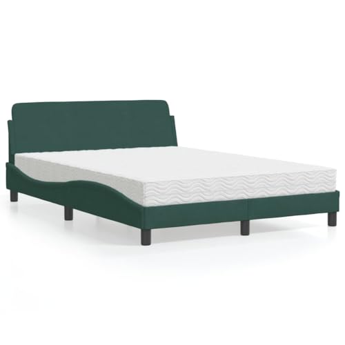 MOBCANT Bett mit Matratze, Bettsystem Doppelbett Betten Futonbett Geeignet für Gästezimmer Wohnungen Schlafzimmer Hotel Dunkelgrün 120x200 cm Samt von MOBCANT