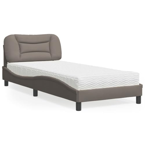 MOBCANT Bett mit Matratze, Familienbett Bettsystem Bettrahmen Futonbett Geeignet für Hotel Gästezimmer Schlafzimmer Schulen Taupe 90x200 cm Stoff von MOBCANT