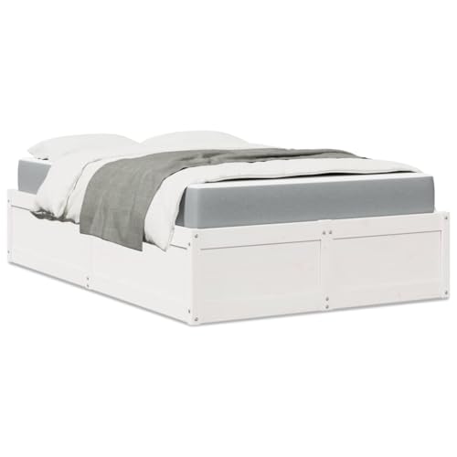 MOBCANT Bett mit Matratze, Familienbett Bettsystem Bettstütze Futonbett Geeignet für Wohnungen Hotel Gästezimmer Schlafzimmer Weiß 120x190 cm Massivholz Kiefer von MOBCANT