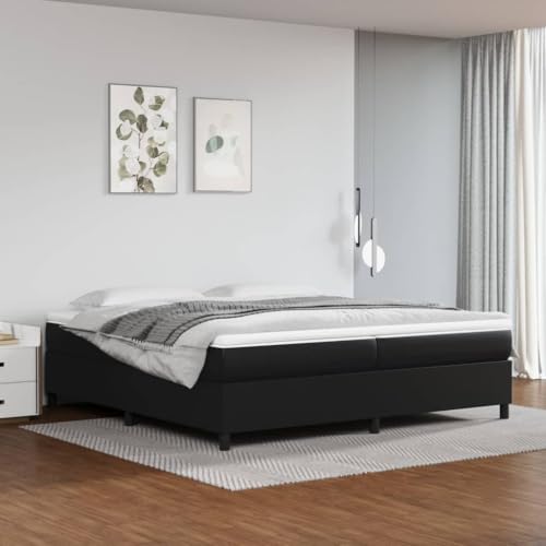 MOBCANT Bettgestell, Bett Futonbett Tagesbett Bettrahmen Geeignet für Wohnungen Hotel Schulen Schlafzimmer Schwarz 200x200 cm Kunstleder von MOBCANT