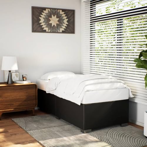 MOBCANT Bettgestell, Betten Futonbett Tagesbett Bettstütze Geeignet für Schlafzimmer Wohnungen Hotel Schulen Schwarz 100x200 cm Kunstleder von MOBCANT