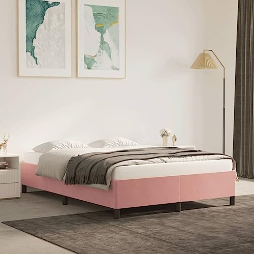 MOBCANT Bettgestell, Bettsystem Familienbett Bettstütze Betten Geeignet für Wohnungen Gästezimmer Hotel Schlafzimmer Rosa 140x200 cm Samt von MOBCANT
