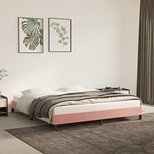MOBCANT Bettgestell, Doppelbett Bett Futonbett Tagesbett Geeignet für Schlafzimmer Gästezimmer Hotel Wohnungen Rosa 180x200 cm Samt von MOBCANT