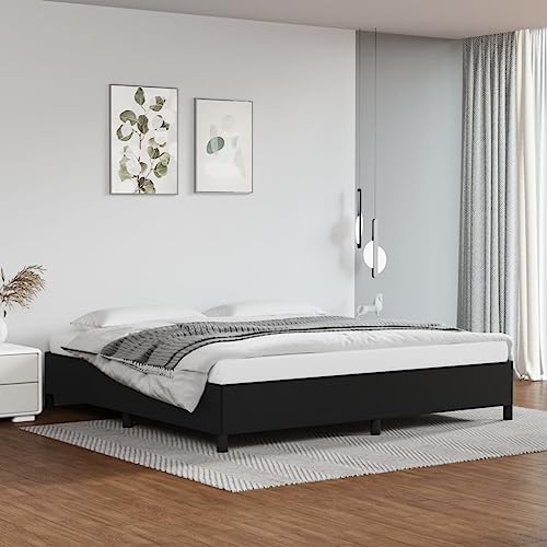 MOBCANT Bettgestell, Familienbett Bett Bettrahmen Futonbett Geeignet für Schlafzimmer Hotel Wohnungen Gästezimmer Schwarz 200x200 cm Kunstleder von MOBCANT