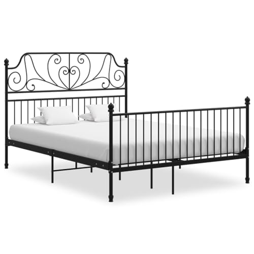 MOBCANT Bettgestell, Futonbett Polsterbett Doppelbett Bettsystem Geeignet für Schlafzimmer Wohnungen Schulen Gästezimmer Schwarz Metall 160x200 cm von MOBCANT