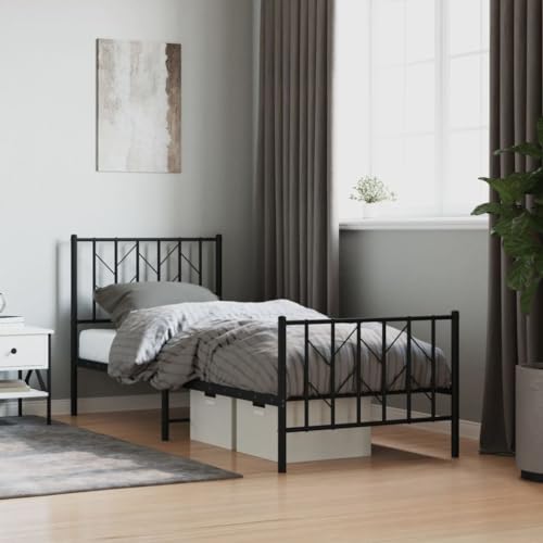 MOBCANT Bettgestell mit Kopf- und Fußteil, Betten Seniorenbett Futonbett Familienbett Geeignet für Schlafzimmer Schulen Gästezimmer Hotel Metall Schwarz 80x200 cm MOBCANT Bettgestell mit Kopf- und Fußteil, Betten Seniorenbett Futonbett Familienbett Geeignet für Schlafzimmer Schulen Gästezimmer Hotel Metall Schwarz 80x200 cm von MOBCANT