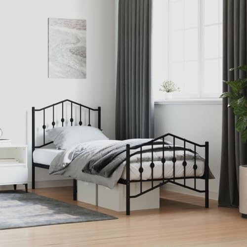MOBCANT Bettgestell mit Kopf- und Fußteil, Bettrahmen Futonbett Betten Bettstütze Geeignet für Schlafzimmer Hotel Wohnungen Gästezimmer Metall Schwarz 80x200 cm MOBCANT Bettgestell mit Kopf- und Fußteil, Bettrahmen Futonbett Betten Bettstütze Geeignet für Schlafzimmer Hotel Wohnungen Gästezimmer Metall Schwarz 80x200 cm von MOBCANT