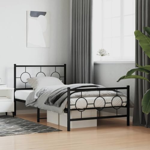 MOBCANT Bettgestell mit Kopf- und Fußteil, Bettrahmen Futonbett Betten Polsterbett Geeignet für Wohnungen Schulen Gästezimmer Hotel Metall Schwarz 100x190 cm MOBCANT Bettgestell mit Kopf- und Fußteil, Bettrahmen Futonbett Betten Polsterbett Geeignet für Wohnungen Schulen Gästezimmer Hotel Metall Schwarz 100x190 cm von MOBCANT
