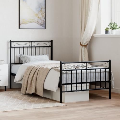 MOBCANT Bettgestell mit Kopf- und Fußteil, Futonbett Betten Tagesbett Bettsystem Geeignet für Gästezimmer Hotel Schlafzimmer Schulen Metall Schwarz 90x200 cm MOBCANT Bettgestell mit Kopf- und Fußteil, Futonbett Betten Tagesbett Bettsystem Geeignet für Gästezimmer Hotel Schlafzimmer Schulen Metall Schwarz 90x200 cm von MOBCANT