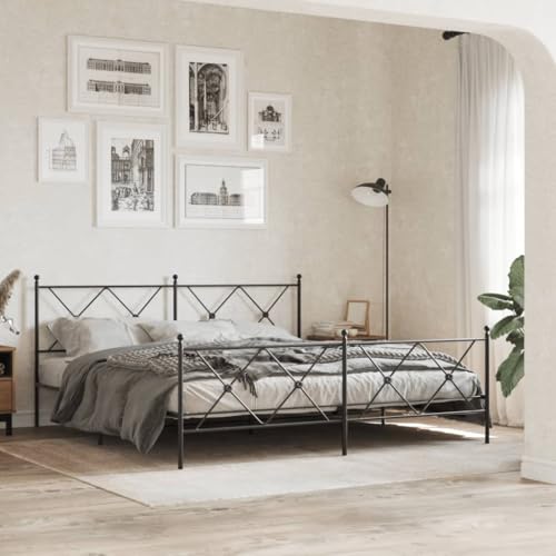 MOBCANT Bettgestell mit Kopf- und Fußteil, Futonbett Hausbett Betten Bettrahmen Geeignet für Hotel Gästezimmer Wohnungen Schlafzimmer Metall Schwarz 183x213 cm von MOBCANT