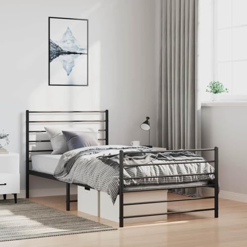 MOBCANT Bettgestell mit Kopf- und Fußteil, Futonbett Polsterbett Bettrahmen Hausbett Geeignet für Schulen Schlafzimmer Hotel Wohnungen Metall Schwarz 100x190 cm MOBCANT Bettgestell mit Kopf- und Fußteil, Futonbett Polsterbett Bettrahmen Hausbett Geeignet für Schulen Schlafzimmer Hotel Wohnungen Metall Schwarz 100x190 cm von MOBCANT