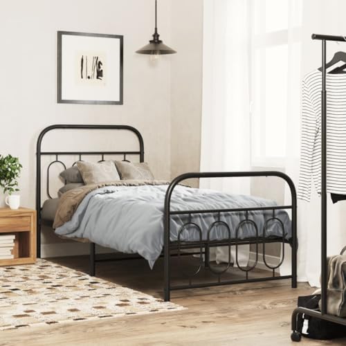 MOBCANT Bettgestell mit Kopf- und Fußteil, Futonbett Tagesbett Einzelbett Bettstütze Geeignet für Hotel Gästezimmer Schulen Schlafzimmer Metall Schwarz 80x200 cm MOBCANT Bettgestell mit Kopf- und Fußteil, Futonbett Tagesbett Einzelbett Bettstütze Geeignet für Hotel Gästezimmer Schulen Schlafzimmer Metall Schwarz 80x200 cm von MOBCANT