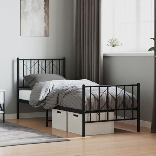 MOBCANT Bettgestell mit Kopf- und Fußteil, Tagesbett Einzelbett Bettstütze Futonbett Geeignet für Wohnungen Schulen Gästezimmer Schlafzimmer Metall Schwarz 75x190 cm MOBCANT Bettgestell mit Kopf- und Fußteil, Tagesbett Einzelbett Bettstütze Futonbett Geeignet für Wohnungen Schulen Gästezimmer Schlafzimmer Metall Schwarz 75x190 cm von MOBCANT
