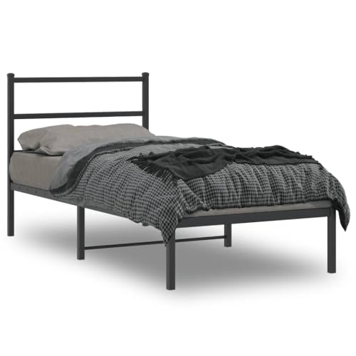 MOBCANT Bettgestell mit Kopfteil, Bettrahmen Bett Futonbett Polsterbett Geeignet für Schulen Hotel Wohnungen Schlafzimmer Metall Schwarz 90x190 cm MOBCANT Bettgestell mit Kopfteil, Bettrahmen Bett Futonbett Polsterbett Geeignet für Schulen Hotel Wohnungen Schlafzimmer Metall Schwarz 90x190 cm von MOBCANT