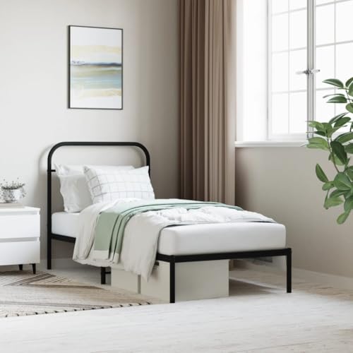 MOBCANT Bettgestell mit Kopfteil, Bettrahmen Betten Bett Futonbett Geeignet für Schlafzimmer Wohnungen Gästezimmer Hotel Metall Schwarz 90x190 cm MOBCANT Bettgestell mit Kopfteil, Bettrahmen Betten Bett Futonbett Geeignet für Schlafzimmer Wohnungen Gästezimmer Hotel Metall Schwarz 90x190 cm von MOBCANT