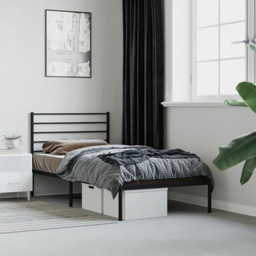 MOBCANT Bettgestell mit Kopfteil, Bettstütze Bett Bettsystem Futonbett Geeignet für Hotel Schulen Gästezimmer Wohnungen Metall Schwarz 80x200 cm MOBCANT Bettgestell mit Kopfteil, Bettstütze Bett Bettsystem Futonbett Geeignet für Hotel Schulen Gästezimmer Wohnungen Metall Schwarz 80x200 cm von MOBCANT