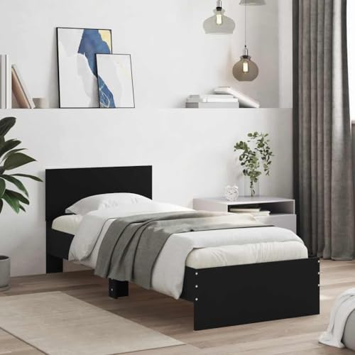 MOBCANT Bettgestell mit Kopfteil, Bettstütze Futonbett Bettsystem Tagesbett Geeignet für Schulen Wohnungen Hotel Schlafzimmer Schwarz 75x190 cm Holzwerkstoff MOBCANT Bettgestell mit Kopfteil, Bettstütze Futonbett Bettsystem Tagesbett Geeignet für Schulen Wohnungen Hotel Schlafzimmer Schwarz 75x190 cm Holzwerkstoff von MOBCANT