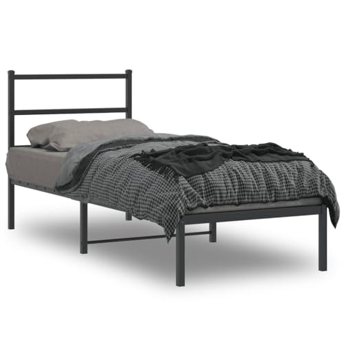 MOBCANT Bettgestell mit Kopfteil, Bettstütze Futonbett Polsterbett Bett Geeignet für Wohnungen Gästezimmer Schlafzimmer Schulen Metall Schwarz 75x190 cm MOBCANT Bettgestell mit Kopfteil, Bettstütze Futonbett Polsterbett Bett Geeignet für Wohnungen Gästezimmer Schlafzimmer Schulen Metall Schwarz 75x190 cm von MOBCANT