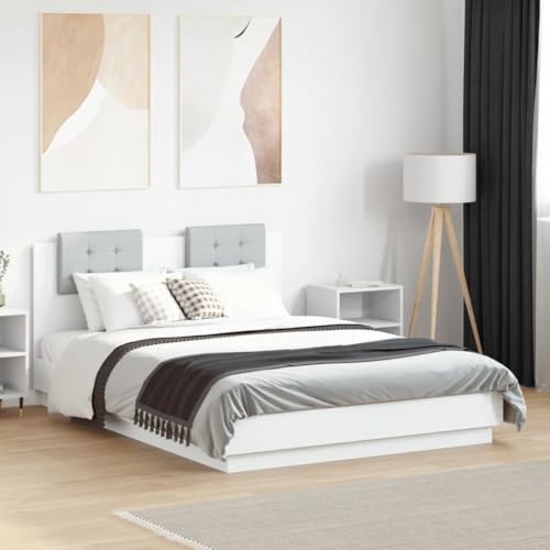 MOBCANT Bettgestell mit Kopfteil, Bettsystem Futonbett Doppelbett Familienbett Geeignet für Wohnungen Hotel Schulen Schlafzimmer Weiß 120x190 cm Holzwerkstoff MOBCANT Bettgestell mit Kopfteil, Bettsystem Futonbett Doppelbett Familienbett Geeignet für Wohnungen Hotel Schulen Schlafzimmer Weiß 120x190 cm Holzwerkstoff von MOBCANT