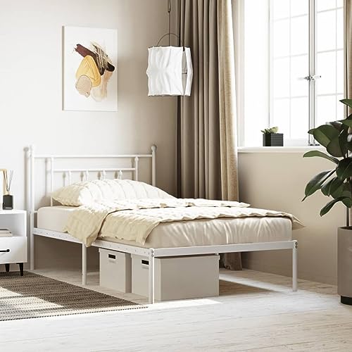 MOBCANT Bettgestell mit Kopfteil, Doppelbett Familienbett Bettstütze Polsterbett Geeignet für Gästezimmer Wohnungen Schlafzimmer Hotel Metall Weiß 107x203 cm MOBCANT Bettgestell mit Kopfteil, Doppelbett Familienbett Bettstütze Polsterbett Geeignet für Gästezimmer Wohnungen Schlafzimmer Hotel Metall Weiß 107x203 cm von MOBCANT