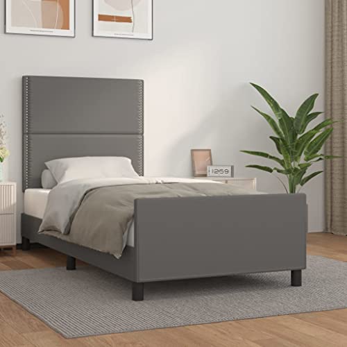 MOBCANT Bettgestell mit Kopfteil, Einzelbett Futonbett Polsterbett Tagesbett Geeignet für Gästezimmer Schlafzimmer Wohnungen Hotel Grau 90x190 cm Kunstleder MOBCANT Bettgestell mit Kopfteil, Einzelbett Futonbett Polsterbett Tagesbett Geeignet für Gästezimmer Schlafzimmer Wohnungen Hotel Grau 90x190 cm Kunstleder von MOBCANT